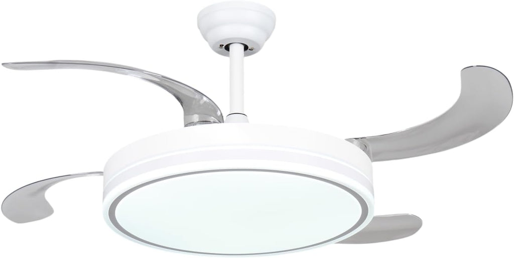 MiKoMiKa Ventilador de techo 96W con luz LED 60W+DC 36W en 3 Temperatura con Mando a Distancia -Motor DC Eficiente y Silencioso,aspas desplegables, 6 velocidades, control remoto, temporizador (F8808)