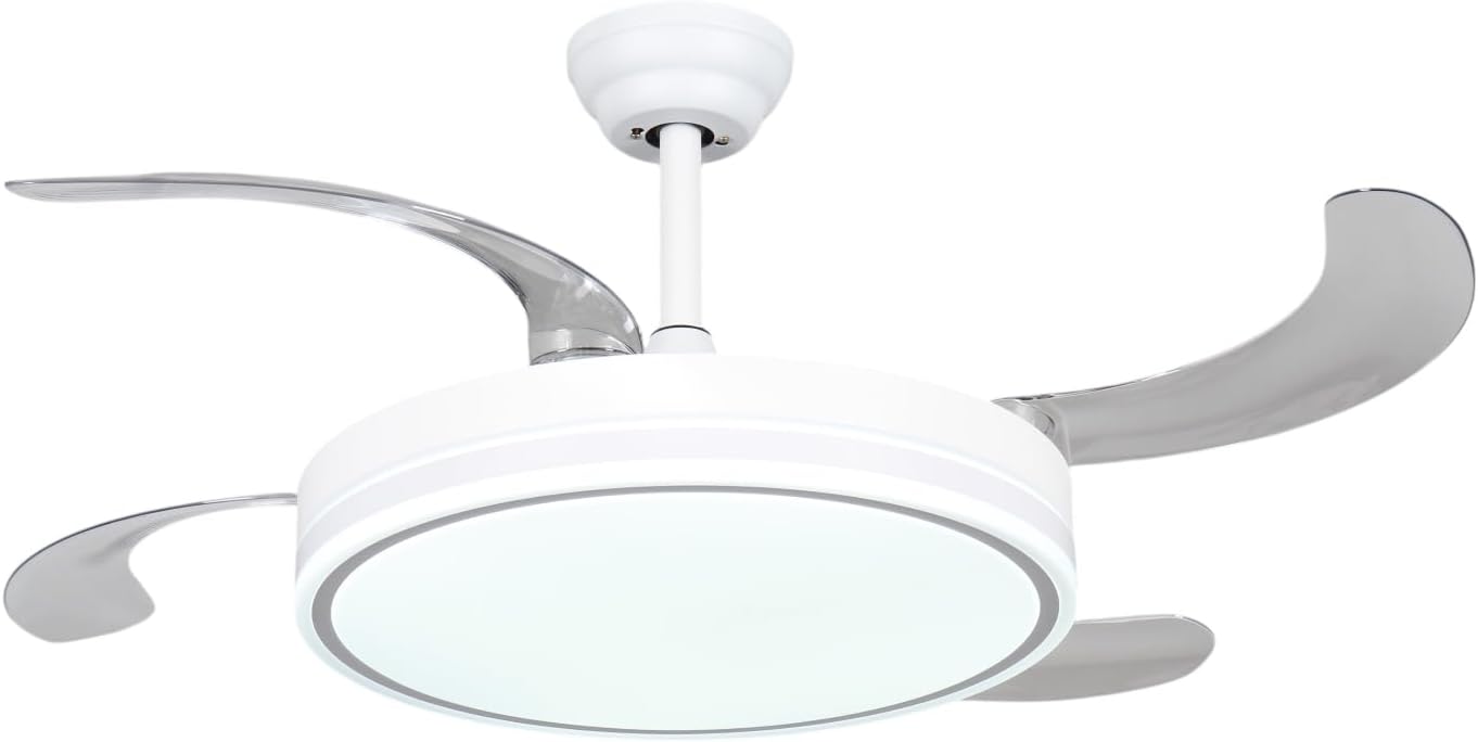 MiKoMiKa Ventilador de techo 96W con luz LED 60W+DC 36W en 3 Temperatura con Mando a Distancia -Motor DC Eficiente y Silencioso,aspas desplegables, 6 velocidades, control remoto, temporizador (F8808)
