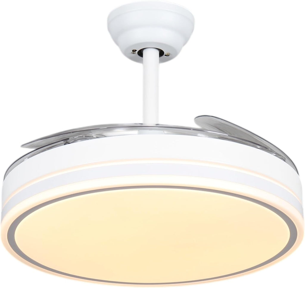MiKoMiKa Ventilador de techo 96W con luz LED 60W+DC 36W en 3 Temperatura con Mando a Distancia -Motor DC Eficiente y Silencioso,aspas desplegables, 6 velocidades, control remoto, temporizador (F8808)