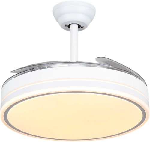 MiKoMiKa Ventilador de techo 96W con luz LED 60W+DC 36W en 3 Temperatura con Mando a Distancia -Motor DC Eficiente y Silencioso,aspas desplegables, 6 velocidades, control remoto, temporizador (F8808)
