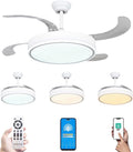 MiKoMiKa Ventilador de techo 96W con luz LED 60W+DC 36W en 3 Temperatura con Mando a Distancia -Motor DC Eficiente y Silencioso,aspas desplegables, 6 velocidades, control remoto, temporizador (F8808)